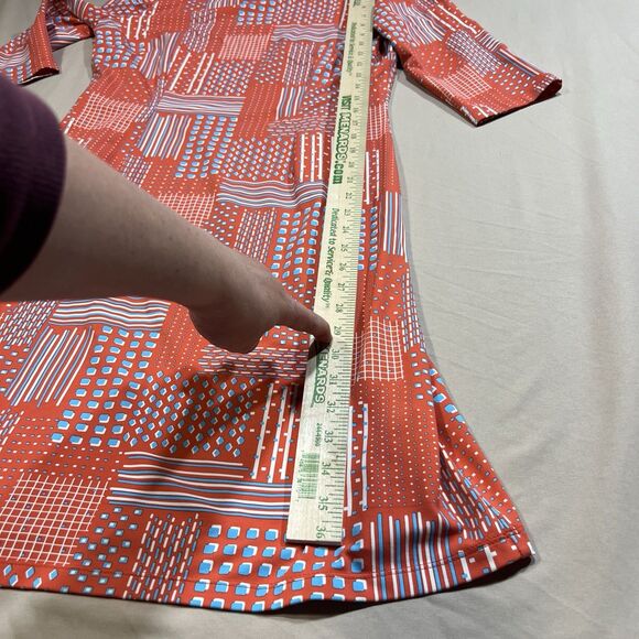 J.McLaughlin Women's M Catalina Cloth Dress - Red Blue Geometric Polka Dot Print - Picture 5 of 9